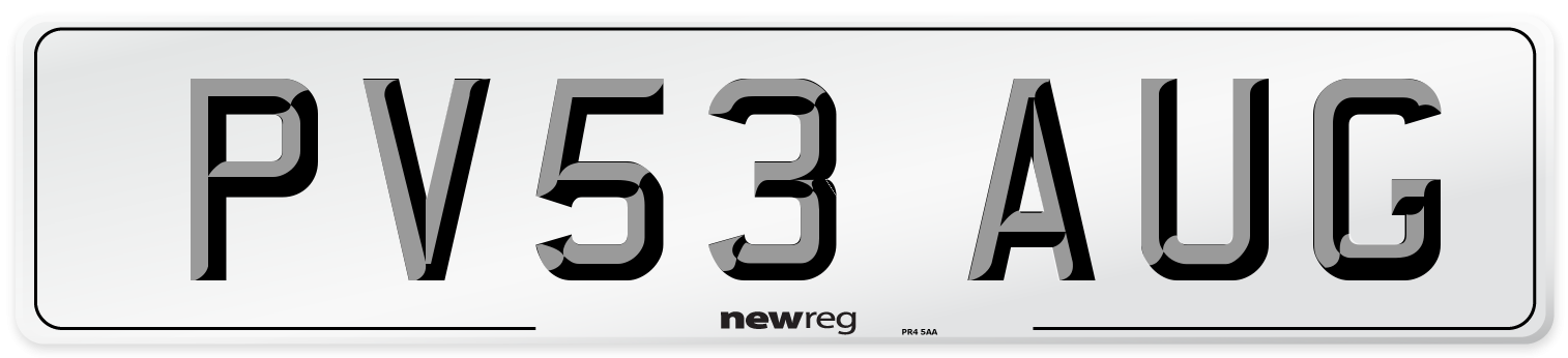 PV53 AUG Number Plate from New Reg
